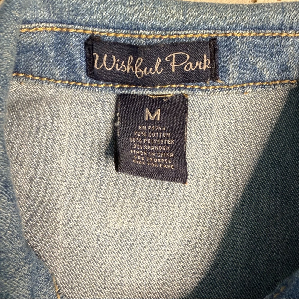 Wishful Park‎ Blue Denim Distressed Vest size Medium Grunge Western Core - Picture 4 of 11